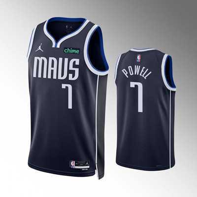 Mens Dallas Mavericks #7 Dwight Powell Navy Statement Edition Stitched Basketball Jersey Dzhi->dallas mavericks->NBA Jersey